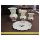 Four Piece Baum Bros Formalities Vase/Plate Set