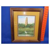 Framed Bald Head Lighthouse Watercolor - 15"x17"