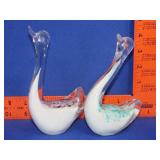 Two Art Glass Swans
