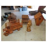 Wood Birdhouses, Truck & Figurine