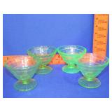 4 Green Glass Sherberts