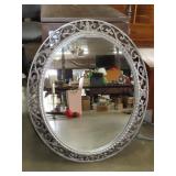 Oval Silver Decorative Mirror - 28x34