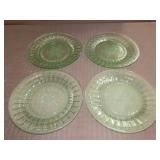 4 Jeanette Snowflake Block Uranium Glass Plates
