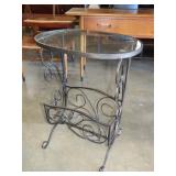 Metal Glass Top Telephone / Magazine Table