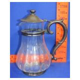 Silver Plate & Glass Water Pitcher