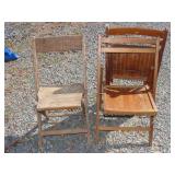 Three Folding Wood Chairs