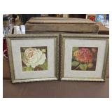 Pair of Framed Floral Wall Art - 12"x12"