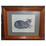 Framed Cat Artwork - 16"x13"