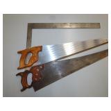 Two Hand Saws & Framing Square