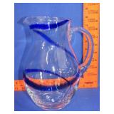 Cobalt Swirline Glass Pitcher