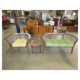 Three Piece Metal & Wood Patio Set