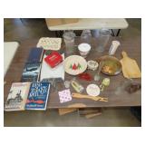 Table Lot of Glassware, Books & Household