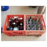 Two Crates of Old Drink & Clorox Bottles