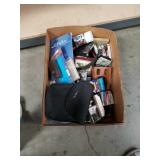 Box of cassette tapes and misc