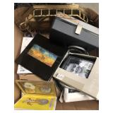 Box of misc house decor, frames