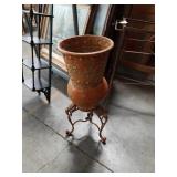 Footed metal flower pot