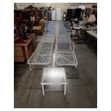 Lot of 4 patio lounges and one small patio table