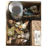 Box of figurines and flatware