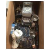 Box of coasters and misc items