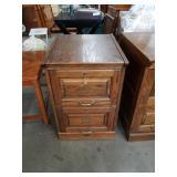 Oak 2 drawer file cabinet with key