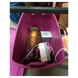 Tub of heaters and table lamps