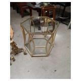 Metal 6 sided glass top side table