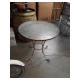Round metal glass top patio table