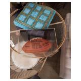 Signed football in lucite case
