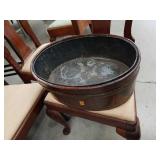 Antique wooden bowl with tin liner