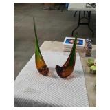Pr. Of murano glass birds one as is