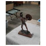Metal trojan fig.with marble base