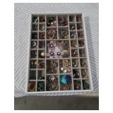 Tray with earrings some silver, and sterling