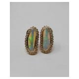 Pair of earrings marked 14k with moonstone and