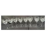 8  vintage Etched crystal wine goblets