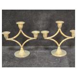 Deco style silver plated candle holders made in