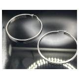 Sterling silver 2 1/4" hoop earrings, 5.2g