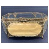 Rare vintage large gold plated brass filigree