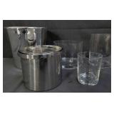 Group of ice buckets & glass vases