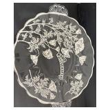 Silver overlay on glass serving tray 25th