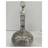 Vintage crystal and silver overlay decanter , h