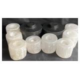 Group of stone candle holders, etc.