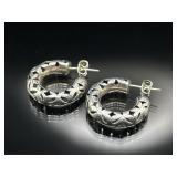 Sterling silver 1" diam. hoop earrings, 5.43g