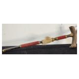 Beaded African vintage deer antler smoking pipe