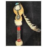 Native American handmade maraca with eagle feather