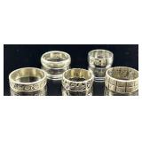 5 sterling silver ring bands, 17.69g