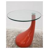 Fiber glass tear drop glass top end table
