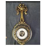 Vintage brass and metal barometer