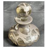 Vintage silver and glass perfume bottle