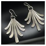 Sterling silver dangle earrings, 15.28g