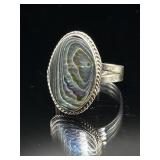 Sterling silver abalone ring, 3.43g